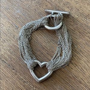 Tiffany Heart Mesh Toggle Silver Bracelet